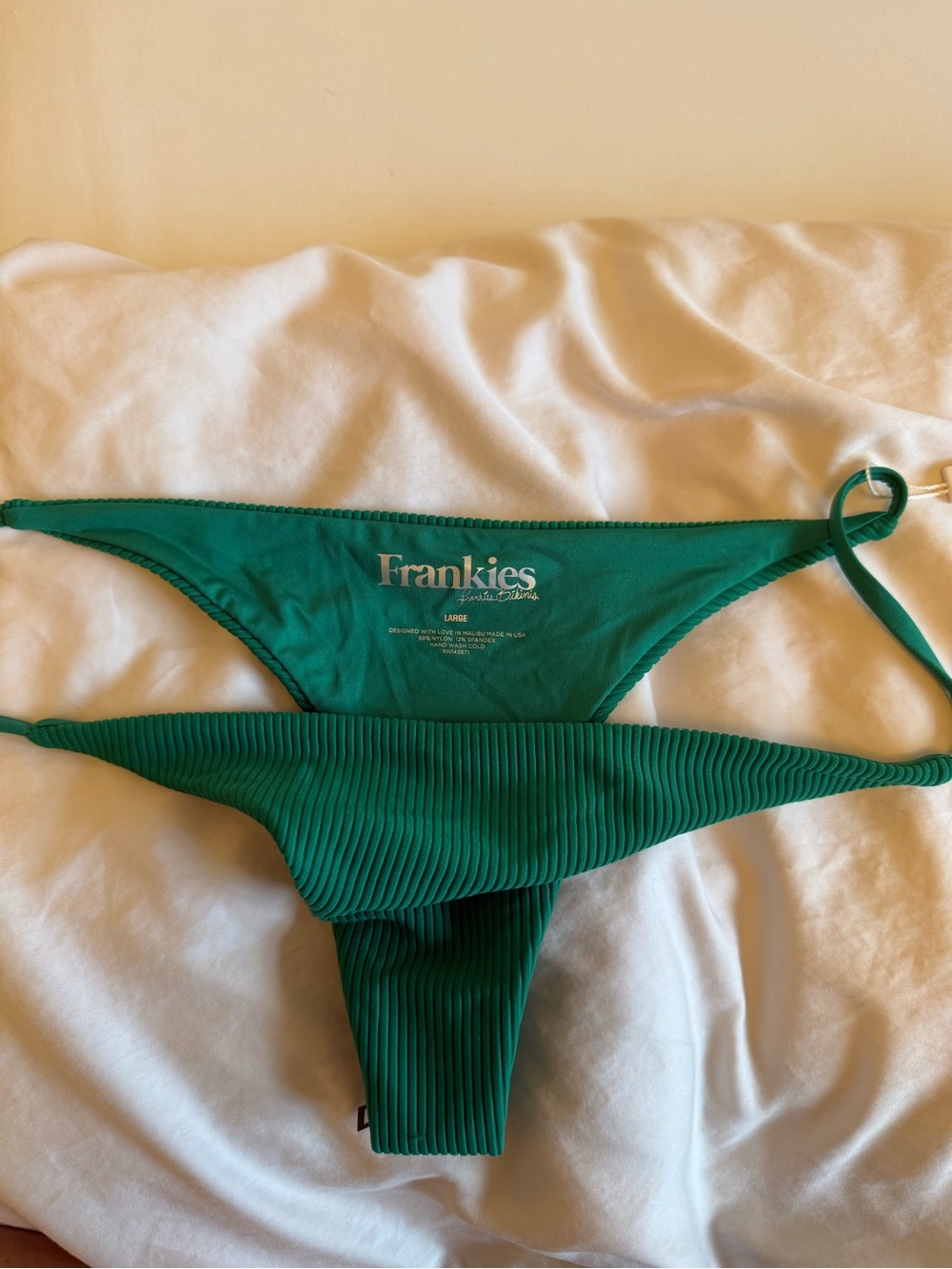 Frankie's Bikinis Emerald Green Ribbed Willa Bikini Bottom NWT - Picture 2 of 5
